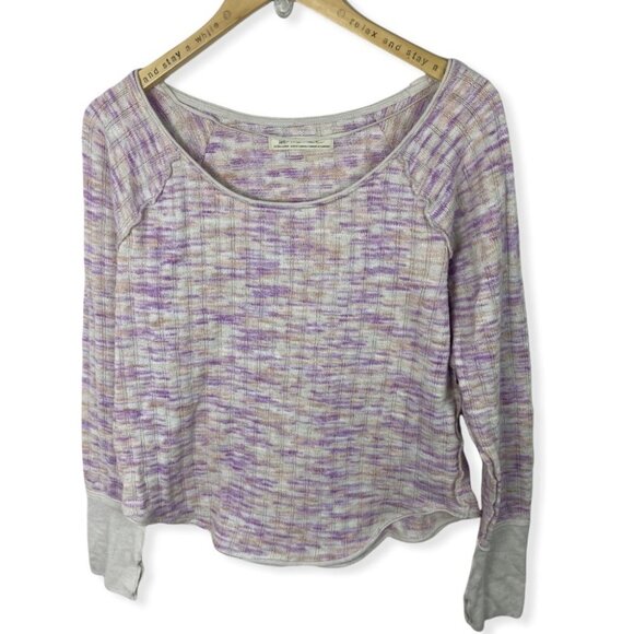 Free People Spaced‎ Out Pink Purple Long Sleeve Sweater  Knit ASOS Thumbholes XL - Picture 3 of 12